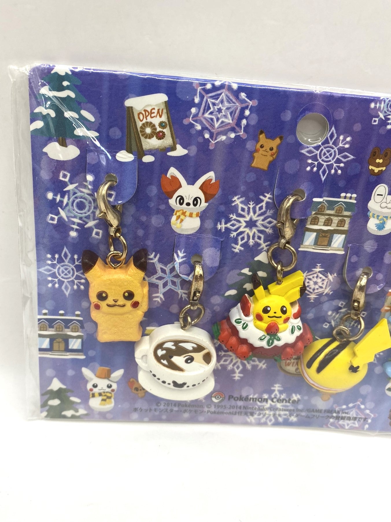 Pokemon Center 2014 'Sweets Picnic' Charm Set of 5 Festive Christmas Theme